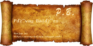 Pávay Balázs névjegykártya