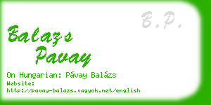 balazs pavay business card