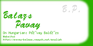 balazs pavay business card